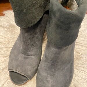 Free People Charcoal Suede Peep-Toe Booties